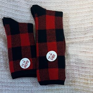 Classic Red and Black Checkered Men's and women Socks